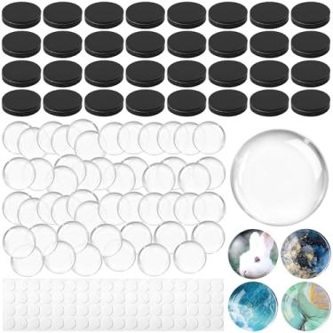 Imagem de Aertiavty Kit de fabricação de 200 ímãs de geladeira, ímãs de vidro de 5 cm para geladeira, armário, quadro branco, escritório, cozinha, ímã decorativo (100 ímãs redondos + 100 vidros + pontos