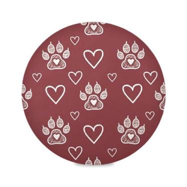 Imagem de Wassud Jogo americano com estampa de pata, tapetes redondos para cozinha e jantar, tapetes laváveis e resistentes ao calor, decoração de mesa 39 cm