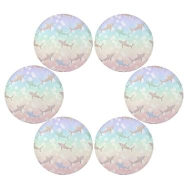 Imagem de Wassud Jogo americano conjunto de 6 tapetes de mesa redondos com glitter para cozinha e jantar tapetes laváveis resistentes ao calor para decoração de mesa 39 cm