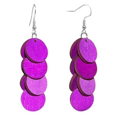 Imagem de Zszkoz Brincos redondos de madeira boêmios para mulheres, leves, feitos à mão, geometria natural, joia de declaração, Small, Madeira, Sem pedra preciosa