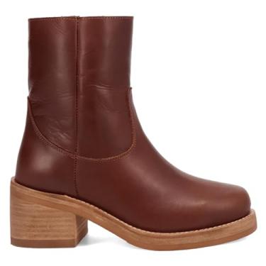 Imagem de Dingo Roxy Bota feminina casual de bico redondo com zíper no tornozelo salto baixo 2,5-5 cm - marrom, Marrom, 39