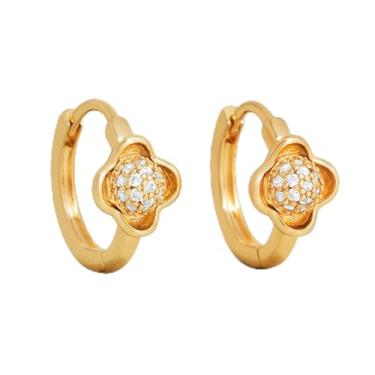 Imagem de Brincos de bola de pétala de ouro para mulheres, brincos de ouro, zircônia cúbica de diamante, gota redonda, banhado a ouro 14K, delicado, pequeno, simples, hipoalergênico, joia presente para mulheres