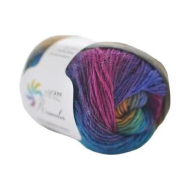 Imagem de Fio De Lã Penteada Arco-Íris 50g, 100% Puro, Para Tricô Manual E Croch