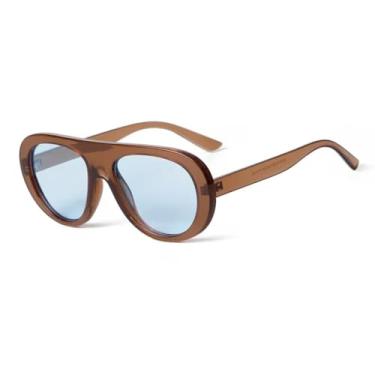 Imagem de Óculos de Sol Oversized Femininos com Lentes Azuis e Armação Grande Tartaruga, Óculos de Sol Masculinos com Proteção UV(5)