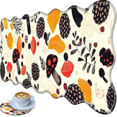 Imagem de Bxgolkgd Tapete de mesa grande 80 × 29 cm, mouse pad estendido para jogos com bordas costuradas, base de borracha antiderrapante, teclado para escritório e casa - Cogumelo abstrato