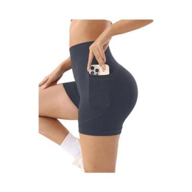 Imagem de Shorts De Yoga Femininos De Cintura Alta Para Corrida, Shorts Esportiv
