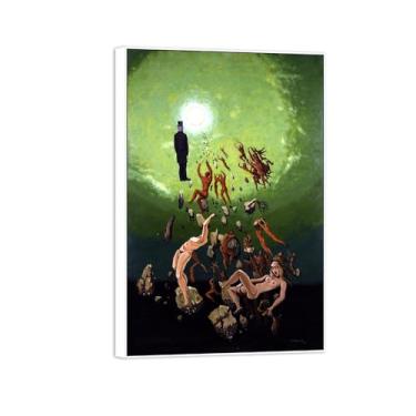 Imagem de Victor Brauner famosa pintura em tela de arte de parede pronta para pendurar - reaparecimento - imagem em moldura branca para decoração de sala de estar 70 x 105 cm 27 x 41 pol