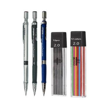 Imagem de Conjunto De Lápis Mecânico De 2.0mm Com Refil De Grafite 2B Preto E Co