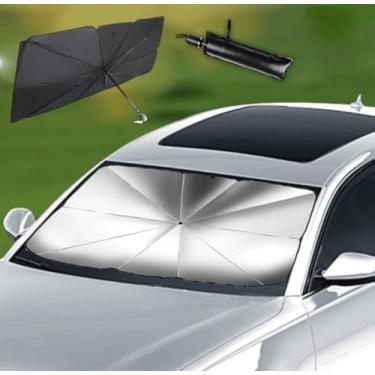 Imagem de Guarda-sol para para-brisas, protetor térmico de revestimento de vinil dobrável espesso mantém fresco e protege o interior (57,09" × 27,40 cm)