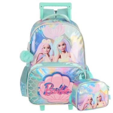 Imagem de Kit Mochila Rodinha e Lancheira Infantil Barbie by Luxcel ref 41466