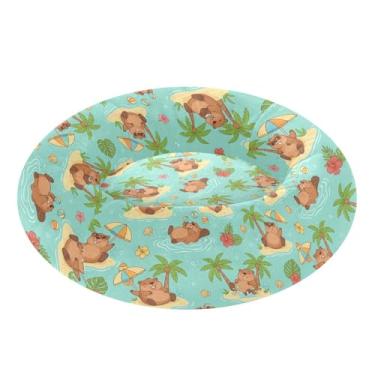 Imagem de STAYTOP Cama acolchoada fofa para férias na praia, hamster, rosquinha, gato e cachorro, camas macias para animais de estimação, camas laváveis e calmantes para cães com fundo antiderrapante - M