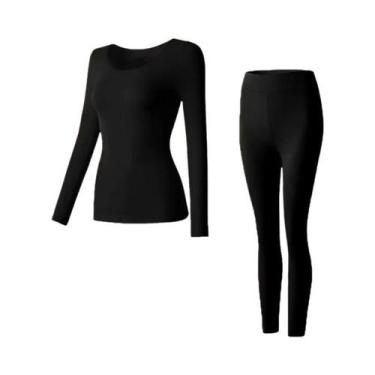 Imagem de Conjunto De Roupa Térmica Feminina De Inverno Em Lã E Seda Aveludada, 