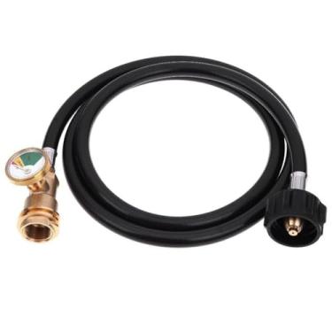 Imagem de Joywayus Mangueira de extensão de propano de 1,8 m com manômetro, acessórios QCC/POL machos, substituição de detector de vazamento para aparelhos de tanque de propano aquecedor de churrasqueira a gás