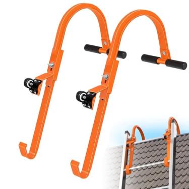 Imagem de Estabilizador de escada, ganchos de escada, escada de telhado, acessórios de escada com rodas, barra em T com aderência de borracha, capacidade de 226 kg, ganchos de escada de cume, para instalação