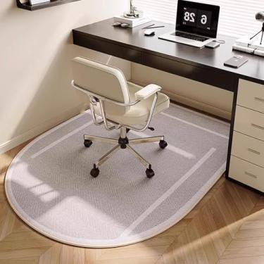 Imagem de Tapete oval grande para cadeira de escritório para piso de madeira, tapete antiderrapante de pilha de laço, tapete de cadeira de mesa de computador, tapetes de área fáceis de limpar, tapete protetor