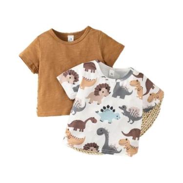 Imagem de Camiseta De Dinossauro Para Bebês Recém-nascidos, 2 Peças, Moda Verão,