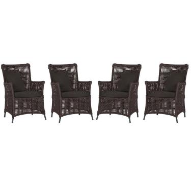 Imagem de 4 Poltronas Igapó Alumínio Pintura Preta Corda Náutica E9 Marrom