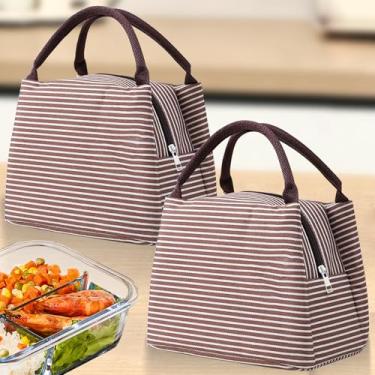 Imagem de Lancheira térmica reutilizável lancheira portátil para piquenique, escritório, praia (marrom)