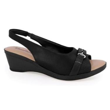 Imagem de Sandália Feminina Usaflex MM0902 Anabela Slingback Couro-Feminino
