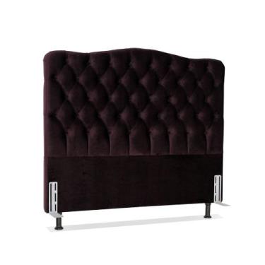 Imagem de Cabeceira de Cama Box Viúva 128 cm Larhome Dunas Suede Veludo Vinho