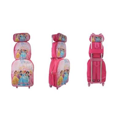 Imagem de Kit Mochila Infantil Princesas Rosa - DB