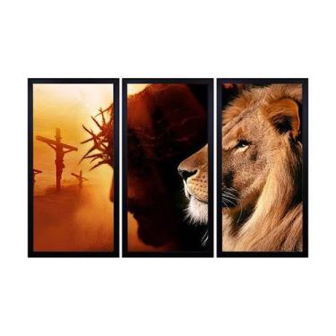 Imagem de Quadros Decorativos em Mosaico com moldura em madeira 103x63 cm e vidr