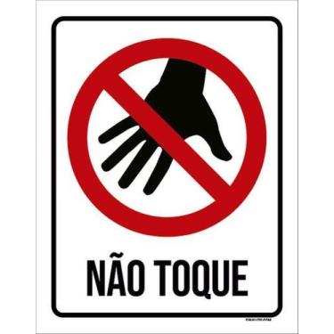 Imagem de Kit 10 Placas Sinalização - Não Toque Mão Ícone Preto - Sinalizo