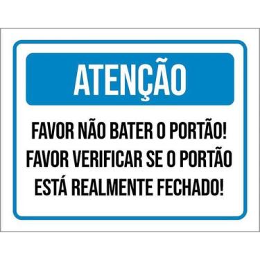 Imagem de Kit 5 Placa Acm Verificar Portão Realmente Fechado 18X23 - Sinalizo