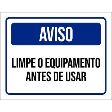 Imagem de Kit 3 Placa Acm De Aviso Limpe Equipamento 18X23 Branco - Sinalizo