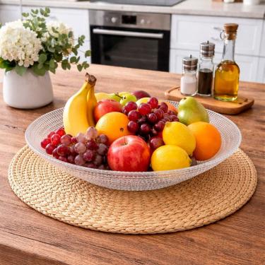 Imagem de Fruteira Redonda Vidro Saladeira Centro Mesa Cozinha 1,700ml