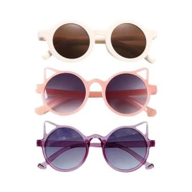Imagem de Conjunto De Óculos De Sol Coloridos Com Orelhas De Gato Para Meninas E