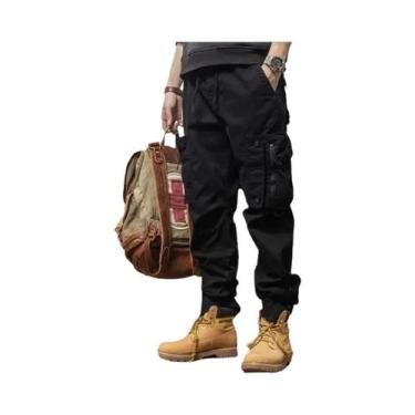 Imagem de Calças Jeans Masculinas Oversized De Lona 24oz Com Múltiplos Bolsos Pa