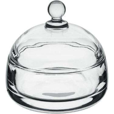 Imagem de POTICHE REDONDO DECORATIVO BOMBONIERE HOME&CO COM TAMPA VIDRO 9x10x10cm TRANSPARENTE