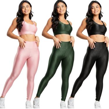 Imagem de KIT 3 Conjunto Fitness Top e Calça New Zig 3D Serra e Mar Roupa De Academia Treino Para Musculação-Feminino