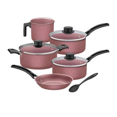 Imagem de Jogo De Panelas 6 Peças Turim Rosa Antiaderente Tramontina