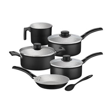 Imagem de Jogo De Panelas 6 Peças Turim Preta Antiaderente Tramontina