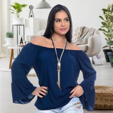 Imagem de Blusa Ciganinha M/L Flare B'Bonnie Ligya Azul Marinho-Feminino