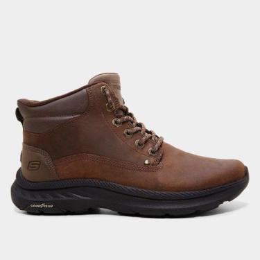 Imagem de Bota Skechers Pollard Masculina, Marrom, Preto, 42