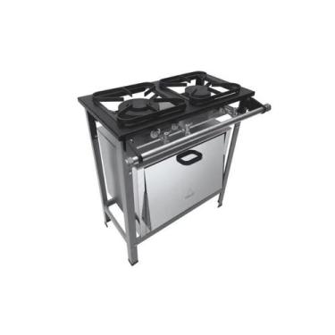 Imagem de Fogão Industrial 2 Bocas Duplas 30X30 com Forno Metalmaq