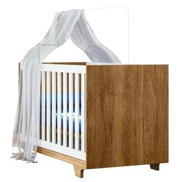 Imagem de Berço Life Mini Cama 100% Mdf Tigus Cor Branco Amadeirado, Branco Amad
