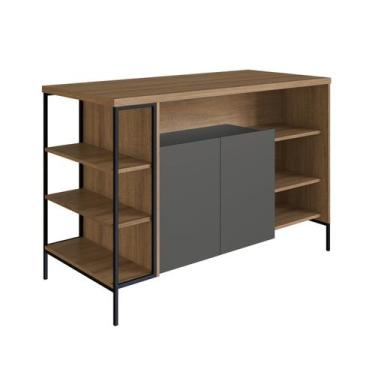 Imagem de Mesa Bancada Gourmet Estilo Industrial 131cm com Armario 2 Portas - Pl