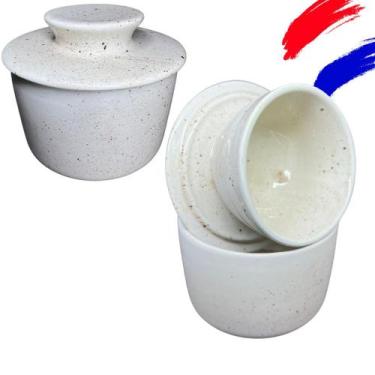 Imagem de Manteigueira Francesa Porcelana Paçoca Mesclada mantém Cremosa Facil -