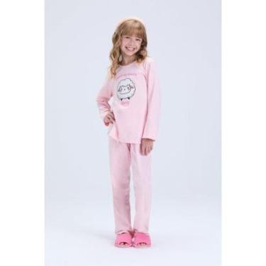Imagem de Pijama Infantil Feminino Inverno Algodão Ovelhinha-Feminino
