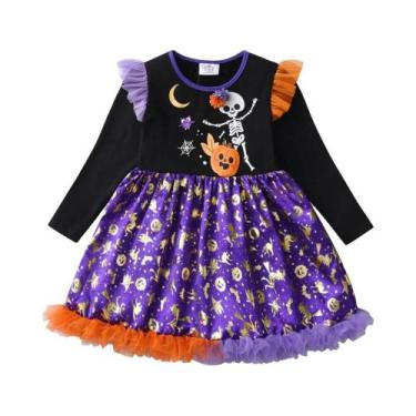 Imagem de Vestido De Festa De Halloween Para Meninas, Vestido De Abóbora Com Ret