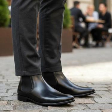 Imagem de Bota Chelsea Masculina Viagem Couro 42 Botina Masculina Cano Curto Pre