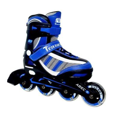 Imagem de Patins inline juvenil traxart energy azul  ajustavel abec 5, Azul, M (
