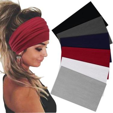 Imagem de Bandanas Sefiinh Wide para mulheres, pacote com 6 elásticas  variadas