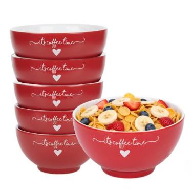 Imagem de Jogo 6 Bowl Tigela Cumbuca Sobremesas Porcelana Vermelho Red Lamour Co