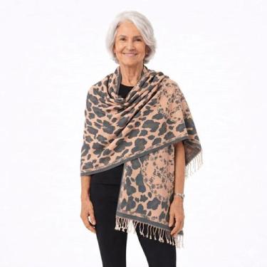 Imagem de Pashimina Cachecol Echarpe Estampa Animal Print Dupla-Face - - Sarat M