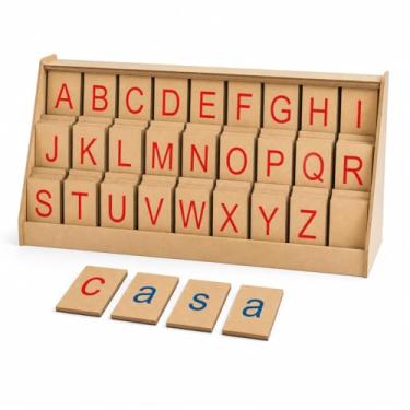Imagem de Liz KO Alfabeto Móvel Degrau Letras Madeira 130 Peças Alfabetização Brinquedo Pedagógico